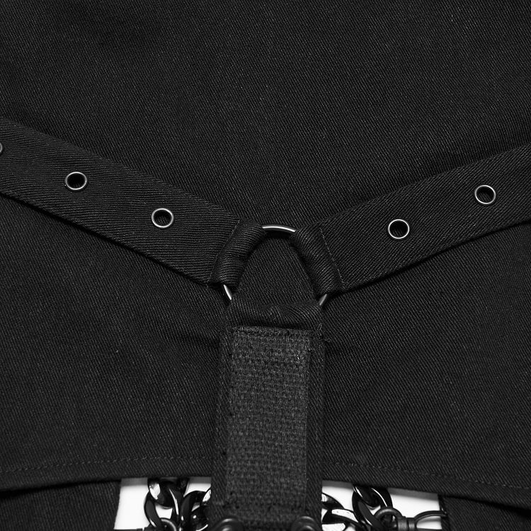 Abyss Chain Stand-Collar Black Men's Punk Vest - Punk Rave
