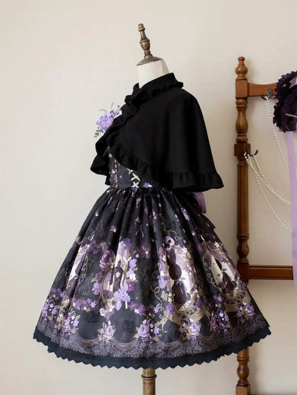 Trimming Lolita Ruffle Black Cape