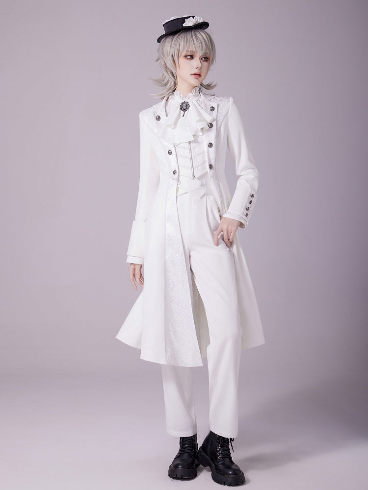 White Corset Belt High-Waist Ouji Lolita Pants - DevilInspired Exclusive Collection