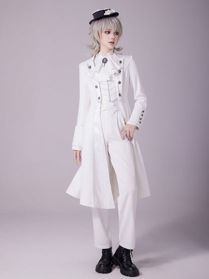 White Corset Belt High-Waist Ouji Lolita Pants - DevilInspired Exclusive Collection