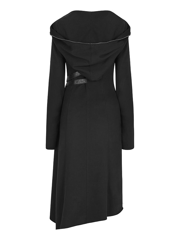 Asymmetric Sweater Black Coat Diagonal Punk Hem