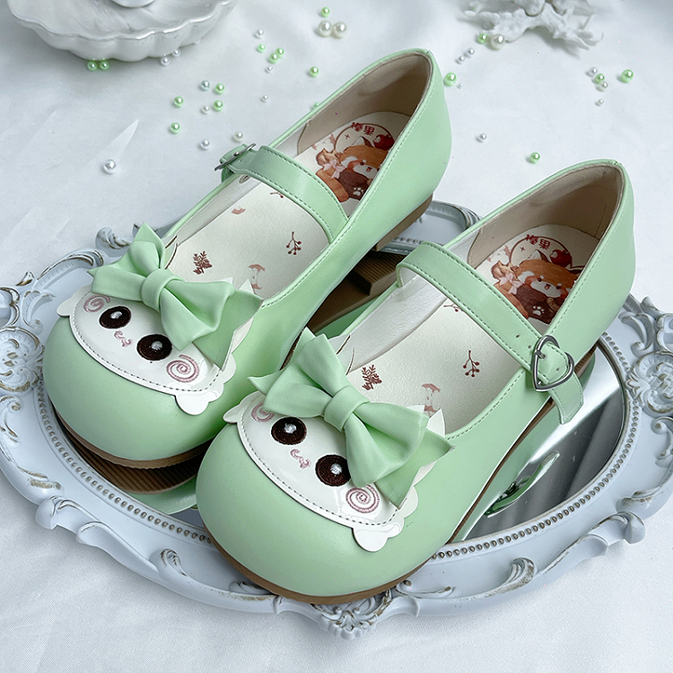 Grass Green Sweet Lolita Mary Janes with Crab Accents & Bow Details