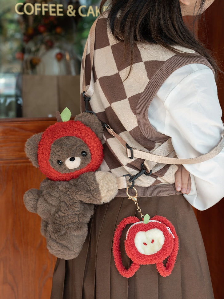 Red Cute Apple-shaped Plushie Coin Purse Key Chain