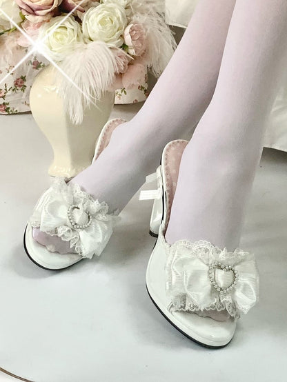 White Slingback - High Princess Style Heels Featuring Design