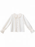 Details Ruff Weiß Bluse Kragen Süße Falten mit