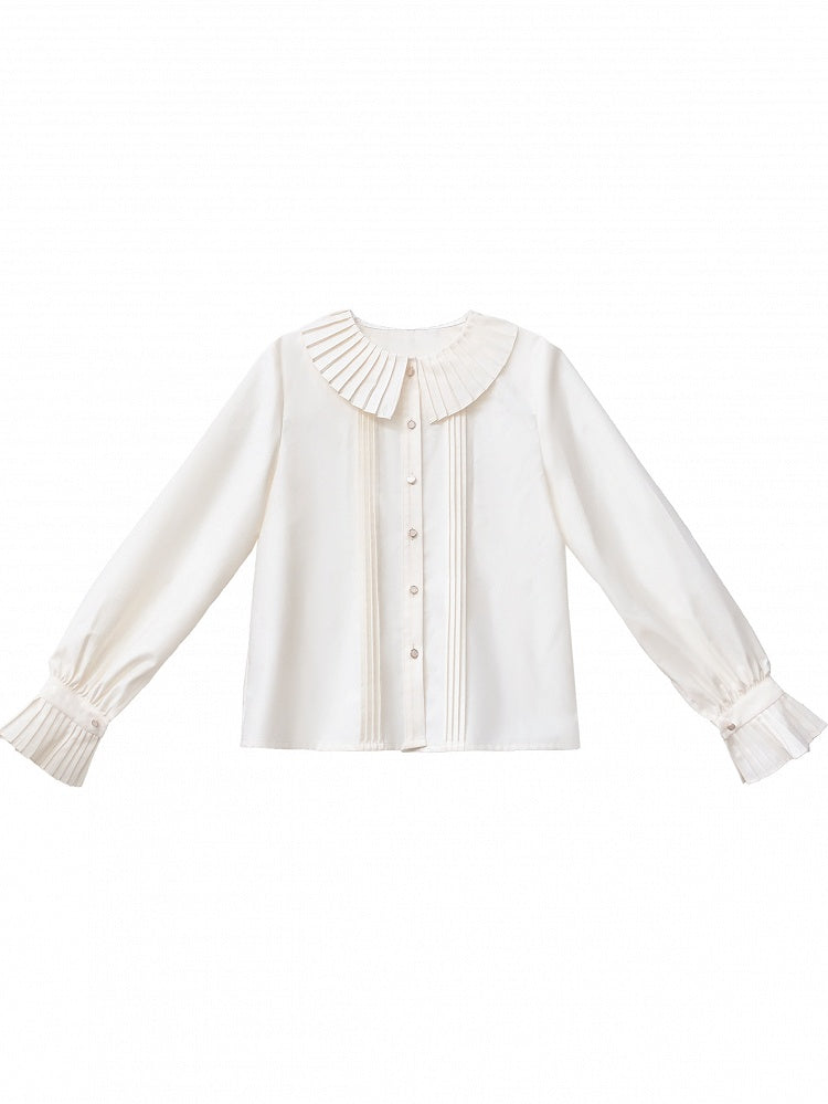 Details Ruff Weiß Bluse Kragen Süße Falten mit