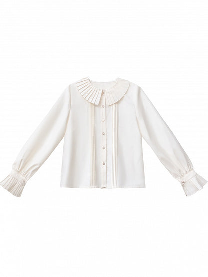 Details Ruff Weiß Bluse Kragen Süße Falten mit