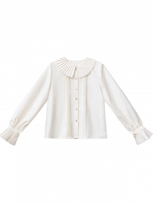 Details Ruff Weiß Bluse Kragen Süße Falten mit