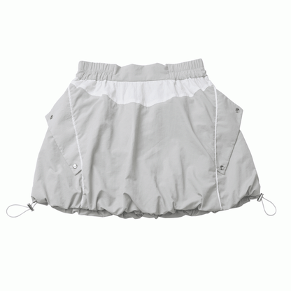 グレーのドローストリングヘムテックウェアバブルスカート