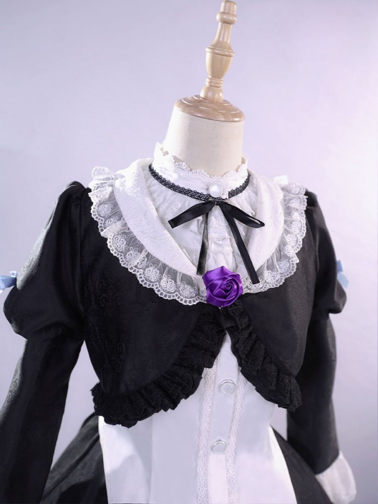 Meine kleine Schwester kann nicht dieses süße weiße Oberteil + schwarzer Mantel + Rock im Lolita-Stil sein.