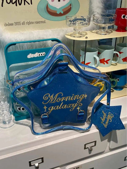 Dark Badge Star-shaped Ita Bag Set Charm PU with Blue Detachable