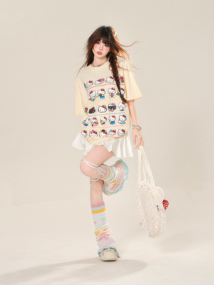 Rock mit Akzenten Charm JK Uniform Weiß Hohe freie Taille Bowknot