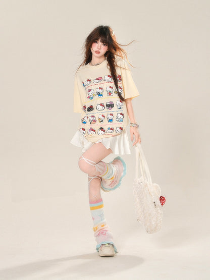 Rock mit Akzenten Charm JK Uniform Weiß Hohe freie Taille Bowknot