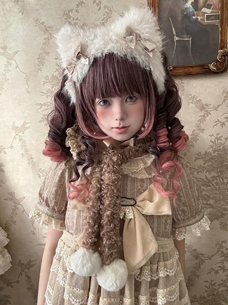 30 cm mit doppelten Krallenclips, Länge Roman Air Curly Ombre, 48 cm + Pony, Perücke, Pferdeschwanz, Pink