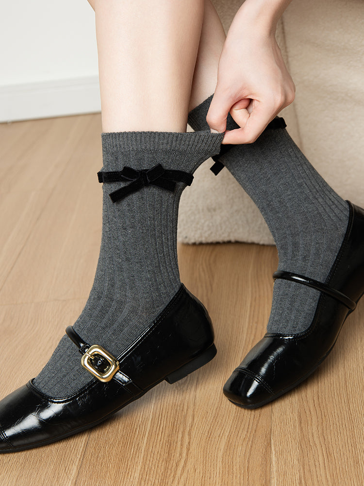 Cotton Decorated 20CM 4 Colors Bow Socks Ballet-Style