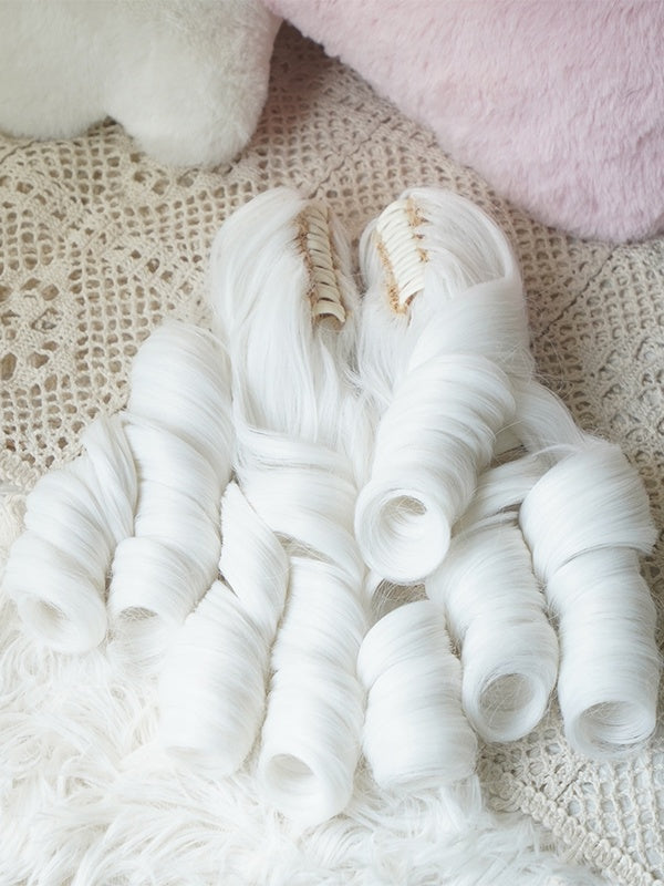 White/Pink Roman Curly Ponytail Claw Clips