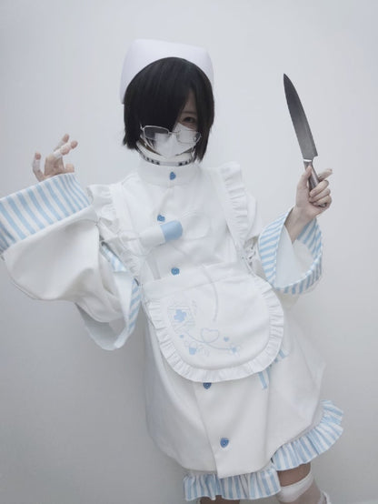 Tenshi Kaiwai White & Blue Stripe Yami Kawaii Full Set