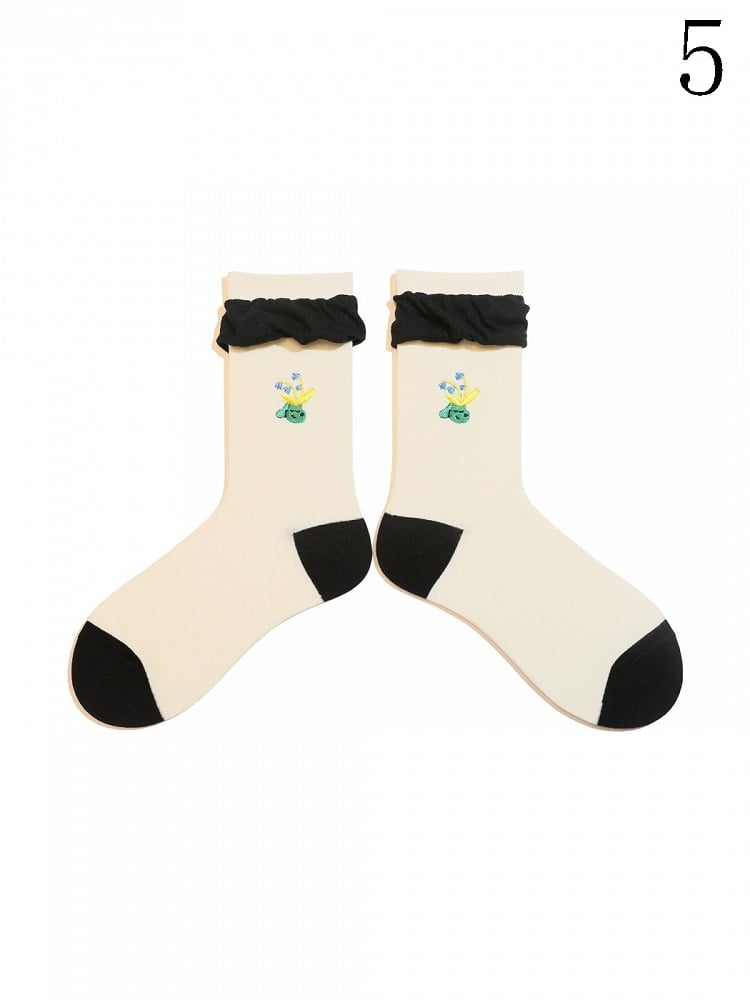 Optionen Cartoon Socken Rüschen Lolita Bündchen Kalb Bunt 9