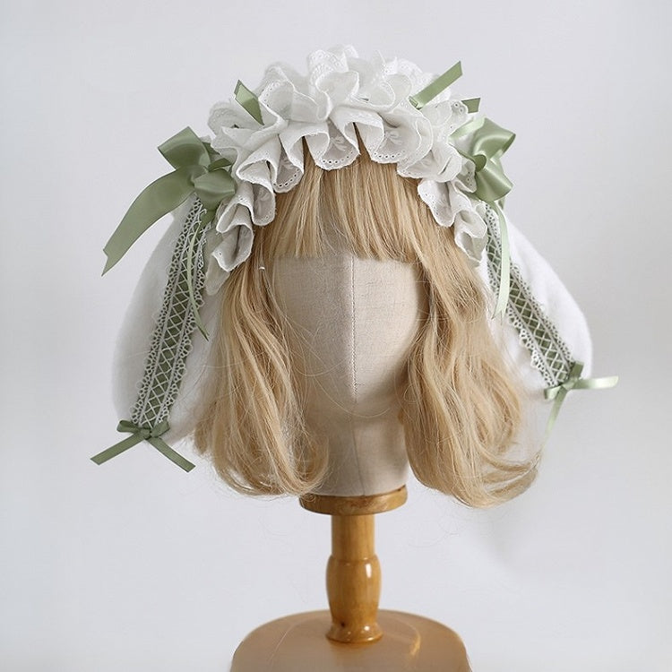 バニーディテール耳カラーKC蝶結びフリルロリータオプション8スイート