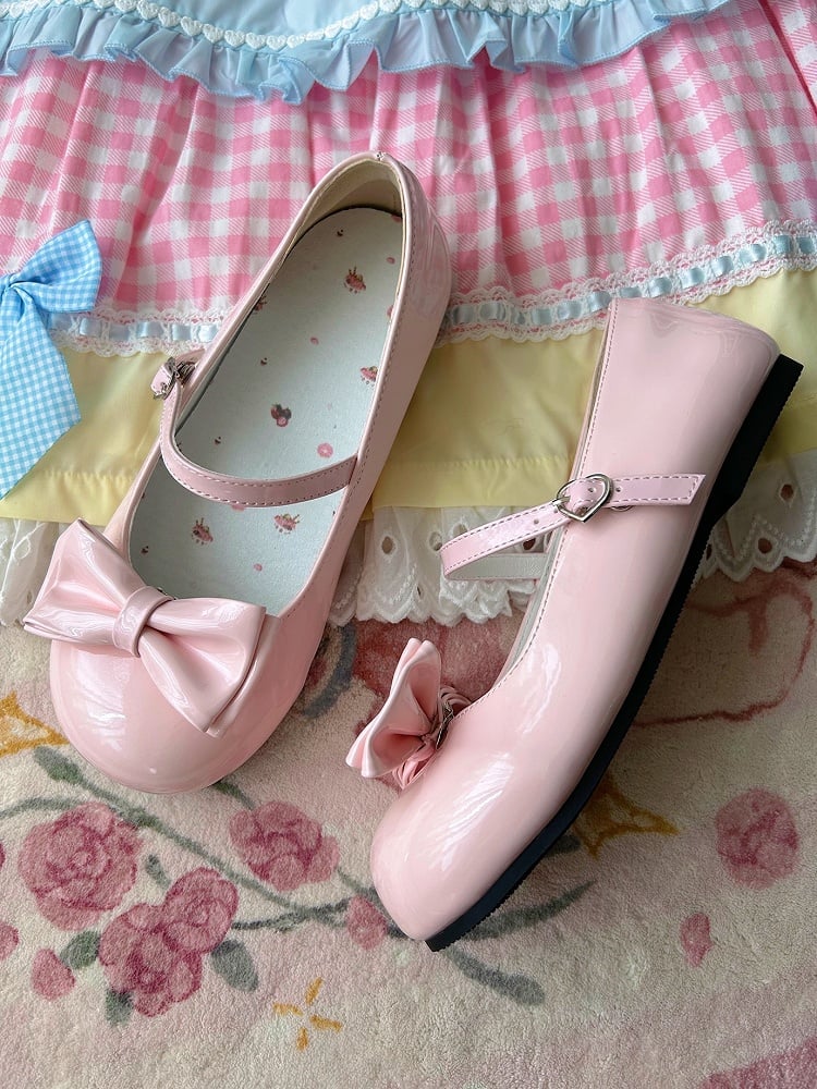 Sweet Sakura Design with Janes Toe Buckle Heart - at Top Mary Lolita Bow Pink Round