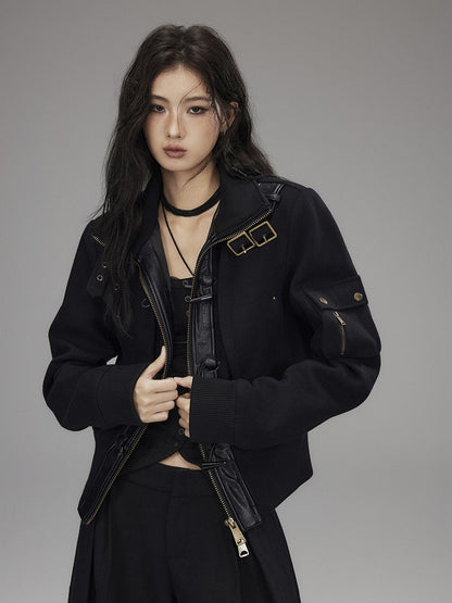 Jacket Closure Black Zip Toggle - Mock Neck Vintage