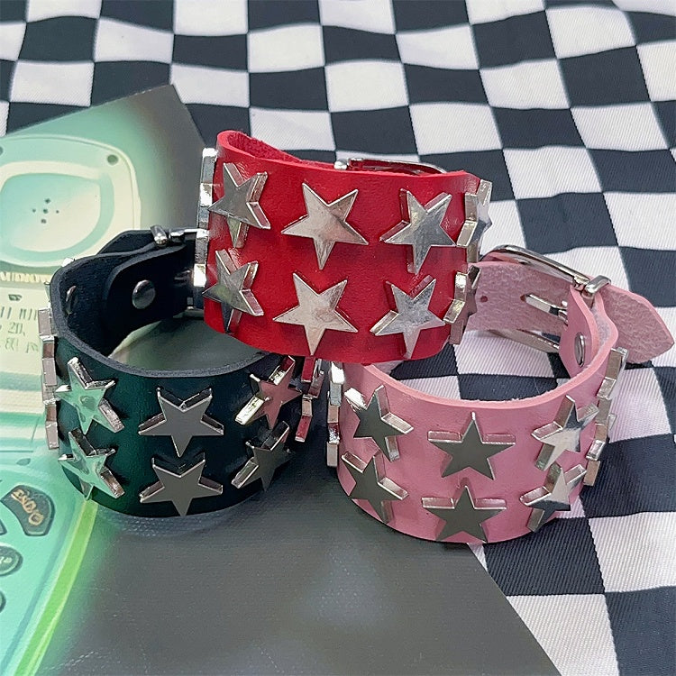 Rock Star Schwarz/Rot/Pink Armband Punk