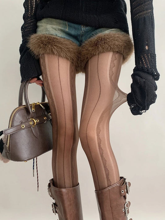 Pantyhose Stripe Semi-Sheer Wavy
