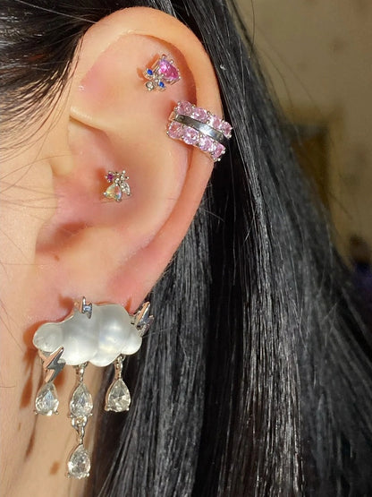 White Cloud Rhinestone Earrings - Kiwi Store