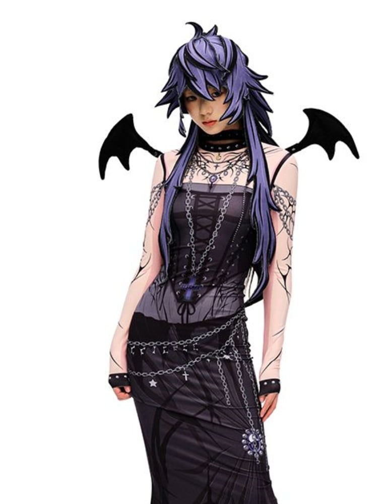 Punk Black Devil Wings Halsband