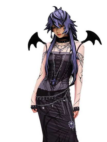 Punk Black Devil Wings Halsband