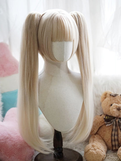 Milk White/Light Blonde/Black Straight Ponytail Claw Clips