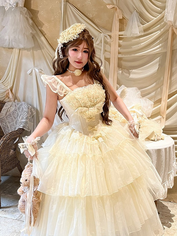 Shiro Lolita Tulle Multi-Layered Dress White
