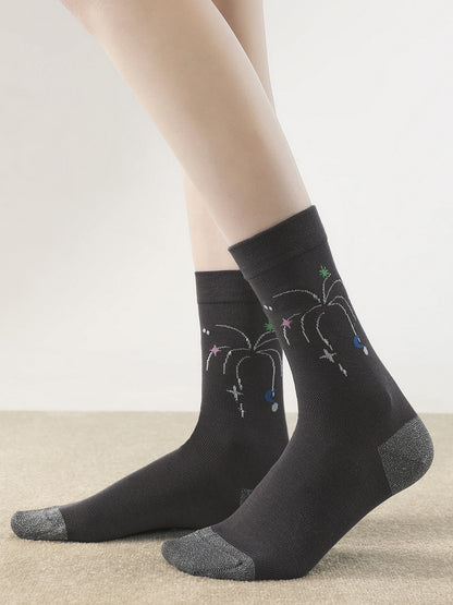 Cute Christmas Themed Print Colors 4 Socks