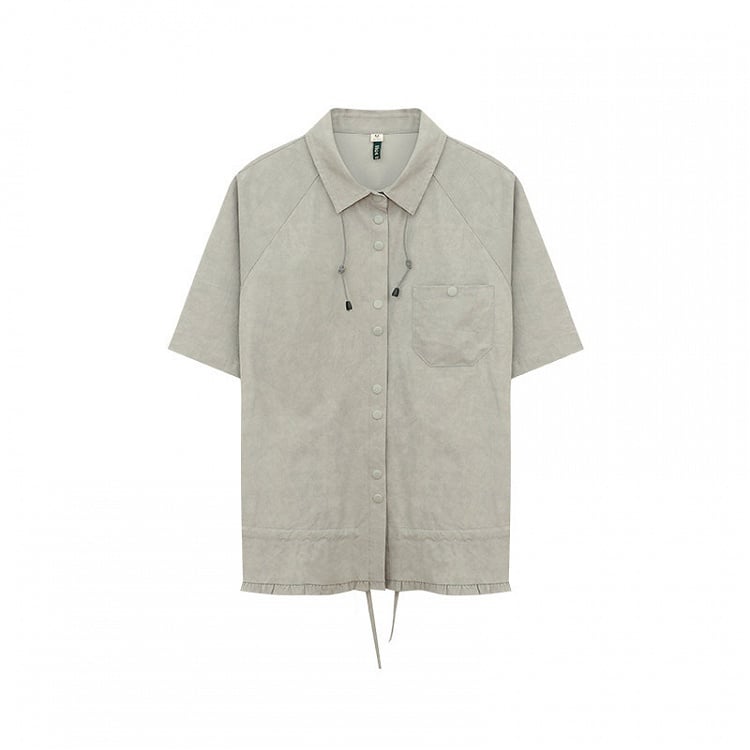 Dusty Green Placket Vintage Button T-Shirt -