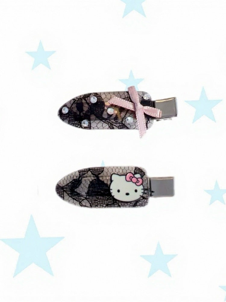 2-Color Hairclip with Cat and Bow Decorations - IVONA boutique