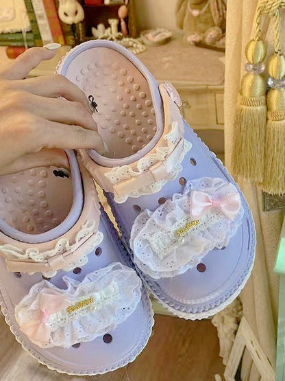 Pink Sweet Intricate Purple Clogs - Lolita Beadwork