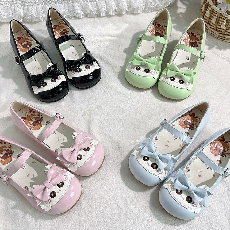 PU Black Sweet Lolita Low Heels with Crab Theme & Heart Snap