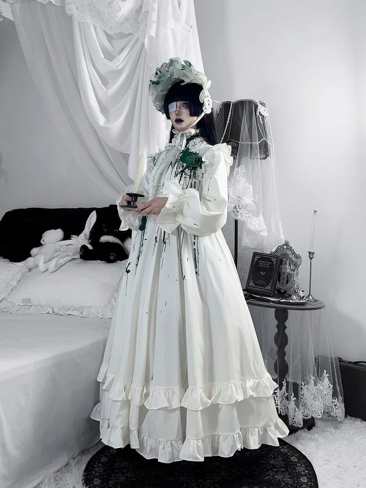 Guro Lolita Dress with Green Blood Splatter - Blossom Herald