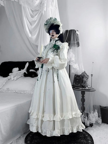 Guro Lolita Dress with Green Blood Splatter - Blossom Herald