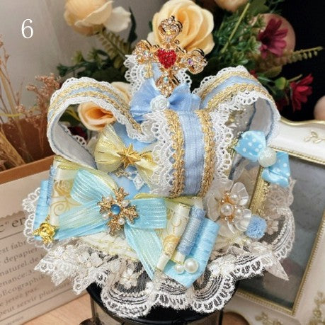 Bowknot Options Cross Lace Hime Trim Mini Rhinestone Hat Details 7 Lolita Crown