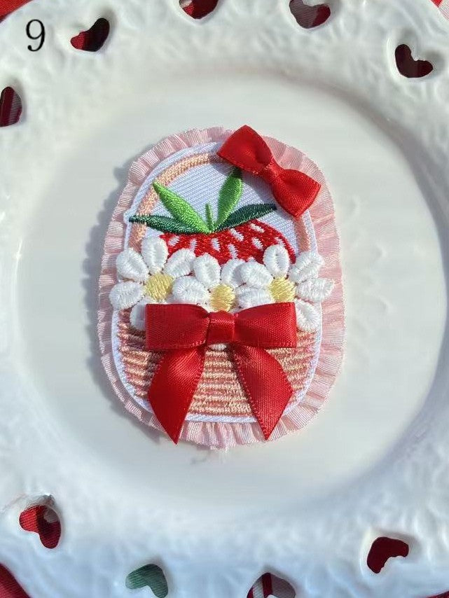 Optionen 11 Verzierte Kirsche/Erdbeere/Kuchen Brosche/Haarspange Schleife