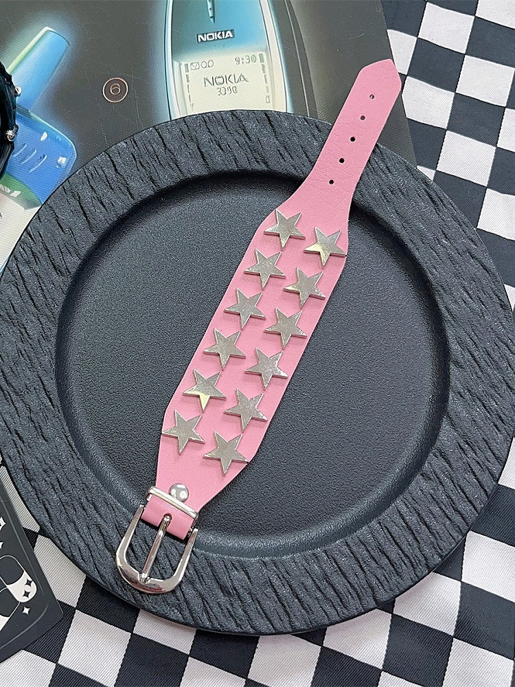 Rock Star Schwarz/Rot/Pink Armband Punk