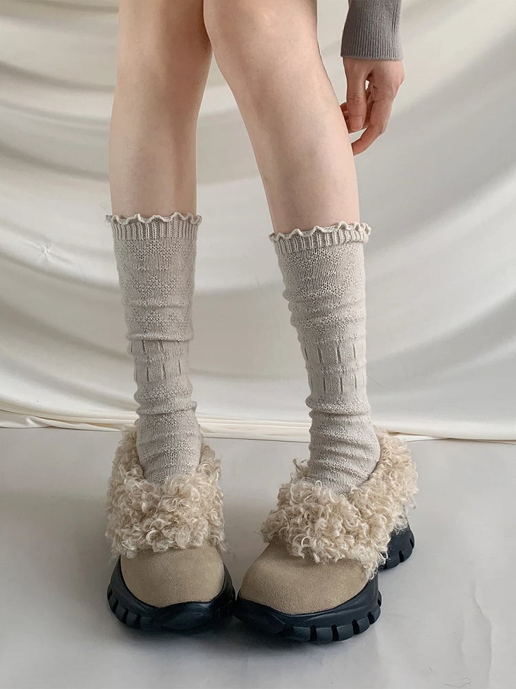 Slouchy Calf Cuff Socks Frilled