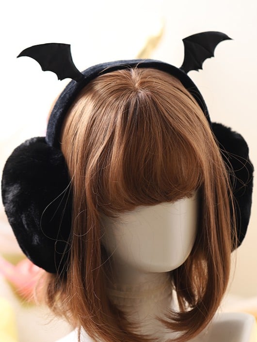 Black Earmuffs Plush Wing Bat