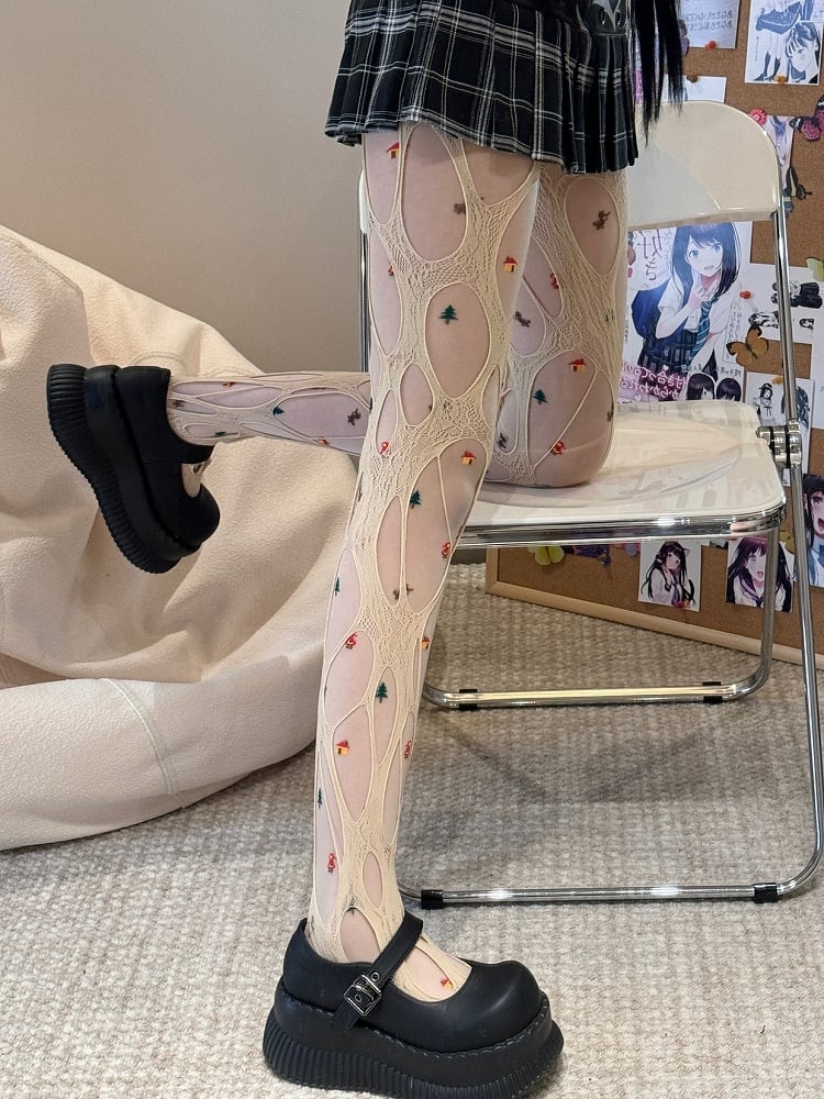 Y2Kタイツの詳細 非対称のホワイト/ベージュ/ブラック/ブラウンデザイン カットアウト