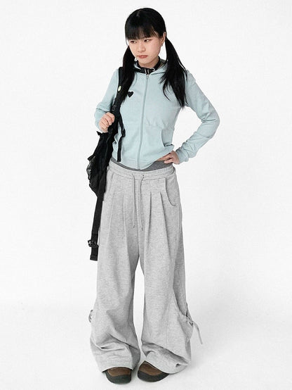 Daily Sweatpants Kwaii with Drawstring Waist Grey Elastic - Covered