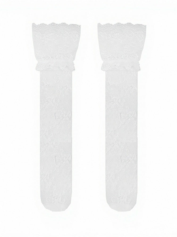 Four-Color Lace Trim Semi-Sheer Overknee Stockings - ModaSwings