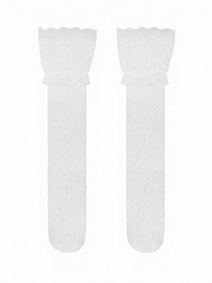 Four-Color Lace Trim Semi-Sheer Overknee Stockings - ModaSwings