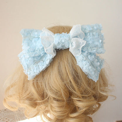 Bowknot Options Hairclip 5 Color Lace Design Trim Petal