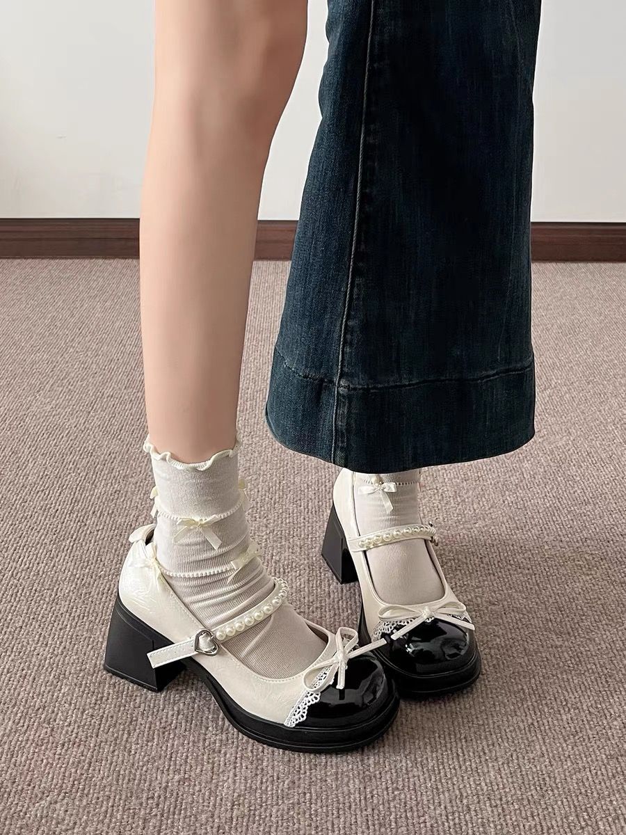 Lolita Mary Jane Block Heel Bow Shoes – Sweet Butterfly Bow Pumps